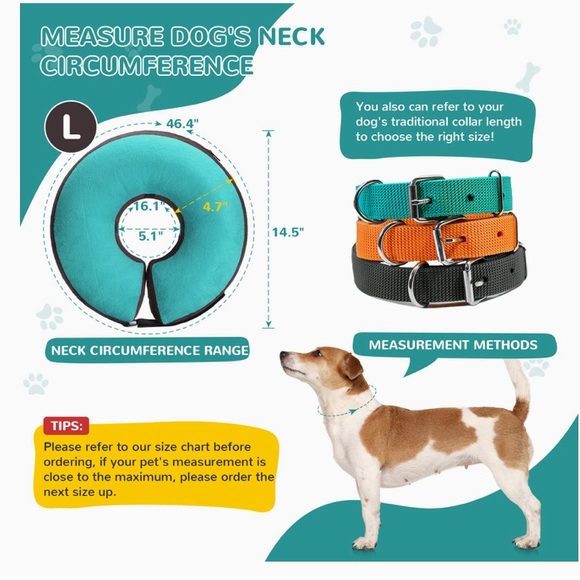 Pre-Owned Sealed Bilibara Large Inflatable Dog Collar Teal- 12"-18" Adju… - Picture 6 of 6